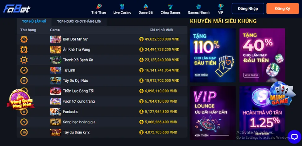 Chương trình khuyến mãi độc quyền Win999